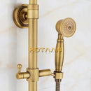 DecorBites™ Antique Brass Shower Faucet Set with Rainfall Mixer Valve, 8" Head, Hand Shower