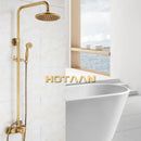 DecorBites™ Antique Brass Shower Faucet Set with Rainfall Mixer Valve, 8" Head, Hand Shower
