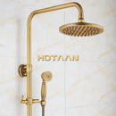 DecorBites™ Antique Brass Shower Faucet Set with Rainfall Mixer Valve, 8" Head, Hand Shower