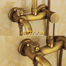 DecorBites™ Antique Brass Shower Faucet Set with Rainfall Mixer Valve and Hand Shower