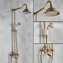 DecorBites™ Antique Brass Shower Faucet with Ceramics Hand Spray and 8'' Rainfall Head