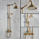 DecorBites™ Antique Brass Shower Faucet with Ceramics Hand Spray and 8'' Rainfall Head