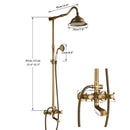 DecorBites™ Antique Brass Shower Faucet with Ceramics Hand Spray and 8'' Rainfall Head