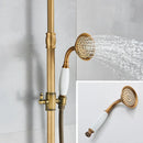 DecorBites™ Antique Brass Shower Faucet with Ceramics Hand Spray and 8'' Rainfall Head