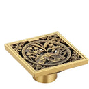 DecorBites™ Antique Brass Shower Floor Drain 10cm Square Waste Strainer Cover Grate