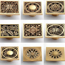 DecorBites™ Antique Brass Shower Floor Drain 10cm Square Waste Strainer Cover Grate