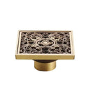 DecorBites™ Antique Brass Shower Floor Drain 10cm Square Waste Strainer Cover Grate