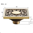 DecorBites™ Antique Brass Shower Floor Drain 10cm Square Waste Strainer Cover Grate