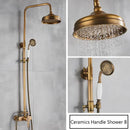 DecorBites™ Antique Brass Shower Set Single Handle Wall Mount Rainfall Mixer Faucet