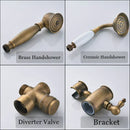 DecorBites™ Antique Brass Shower Set Single Handle Wall Mount Rainfall Mixer Faucet