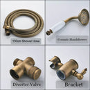 DecorBites™ Antique Brass Shower Set Single Handle Wall Mount Rainfall Mixer Faucet