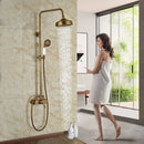 DecorBites™ Antique Brass Shower Set with 8" Rainfall Head and Hand Sprayer