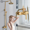 DecorBites™ Antique Brass Shower Set with Handshower, Rainfall Tap Crane
