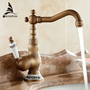 DecorBites™ Antique Brass Single Handle Basin Faucet Swivel Spout Mixer Water Tap