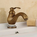 DecorBites™ Antique Brass Single Handle Deck Mount Bathroom Sink Faucet.