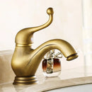 DecorBites™ Antique Brass Single Handle Deck Mount Bathroom Sink Faucet.