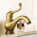DecorBites™ Antique Brass Single Handle Deck Mount Bathroom Sink Faucet.