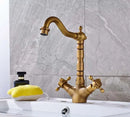 DecorBites™ Antique Brass Single Handle Kitchen Sink Faucet Hot & Cold Water Mixer