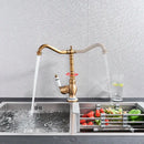 DecorBites™ Antique Brass Single Handle Kitchen Sink Faucet Hot & Cold Water Mixer