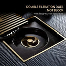 DecorBites™ Antique Brass Square Bath Drain Strainer Hair Art Carved Floor Grate Drain