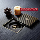 DecorBites™ Antique Brass Square Bath Drain Strainer Hair Art Carved Floor Grate Drain