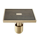 DecorBites™ Antique Brass Square Bath Drain Strainer Hair Art Carved Floor Grate Drain