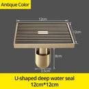 DecorBites™ Antique Brass Square Bath Drain Strainer Hair Art Carved Floor Grate Drain