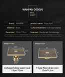 DecorBites™ Antique Brass Square Bath Drain Strainer Hair Art Carved Floor Grate Drain