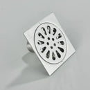 DecorBites™ Antique Brass Square Fish Carved Bathroom Floor Drain Hair Strainer