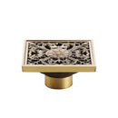 DecorBites™ Antique Brass Square Fish Carved Bathroom Floor Drain Hair Strainer