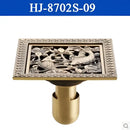 DecorBites™ Antique Brass Square Shower Floor Drain Strainer Grate - HJ-8702S