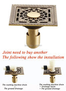 DecorBites™ Antique Brass Square Shower Floor Drain Strainer Grate - HJ-8702S