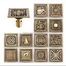 DecorBites™ Antique Brass Square Shower Floor Drain Strainer Grate - HJ-8702S