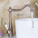 DecorBites™ Antique Brass Swivel Kitchen Faucet with Ceramic Handle for Countertop Sink