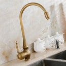 DecorBites™ Antique Brass Swivel Spout Kitchen Faucet Single Handle Vessel Sink Mixer Tap