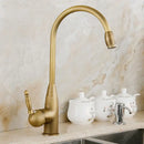 DecorBites™ Antique Brass Swivel Spout Kitchen Faucet Single Handle Vessel Sink Mixer Tap