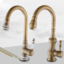 DecorBites™ Antique Brass Swivel Spout Kitchen Faucet Single Handle Vessel Sink Mixer Tap