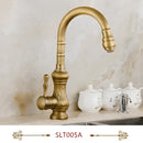 DecorBites™ Antique Brass Swivel Spout Kitchen Faucet Single Handle Vessel Sink Mixer Tap