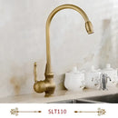 DecorBites™ Antique Brass Swivel Spout Kitchen Faucet Single Handle Vessel Sink Mixer Tap