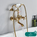 DecorBites™ Antique Brass Telephone Shape Wall Mounted Bathtub Faucet