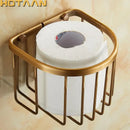 DecorBites™ Antique Brass Toilet Paper Holder Mounted Roll Tissue Box - YT-1392