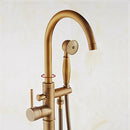 Antique brass swivel spout tub faucet with handheld shower bathroom
