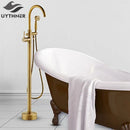 Antique brass swivel spout tub faucet with handheld shower bathroom