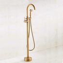 Antique brass swivel spout tub faucet with handheld shower bathroom