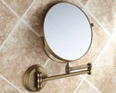 DecorBites™ Antique Brass Wall Mirror 3x Magnification 8" Round Dual Side Folding Makeup Mirror