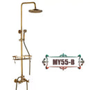 DecorBites™ Antique Brass Wall Mount Bathtub Shower Faucet Dual Handle Shelf Spout