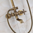 DecorBites™ Antique Brass Wall Mount Bathtub Shower Faucet Dual Handle Shelf Spout