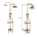 DecorBites™ Antique Brass Wall Mount Bathtub Shower Faucet Dual Handle Shelf Spout
