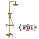 DecorBites™ Antique Brass Wall Mount Bathtub Shower Faucet Dual Handle Shelf Spout