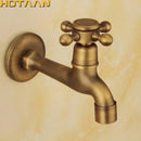 DecorBites™ Antique Brass Wall Mount Bibcock Faucet for Garden and Bathroom
